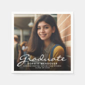 2025年白スクリプト写真卒業パーティー スタンダードカクテルナプキン (正面)