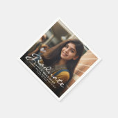 2025年白スクリプト写真卒業パーティー スタンダードカクテルナプキン (角)