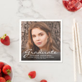 2025年白スクリプト写真卒業パーティー スタンダードカクテルナプキン (インサイチュ)