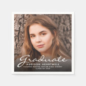 2025年白スクリプト写真卒業パーティー スタンダードカクテルナプキン (正面)