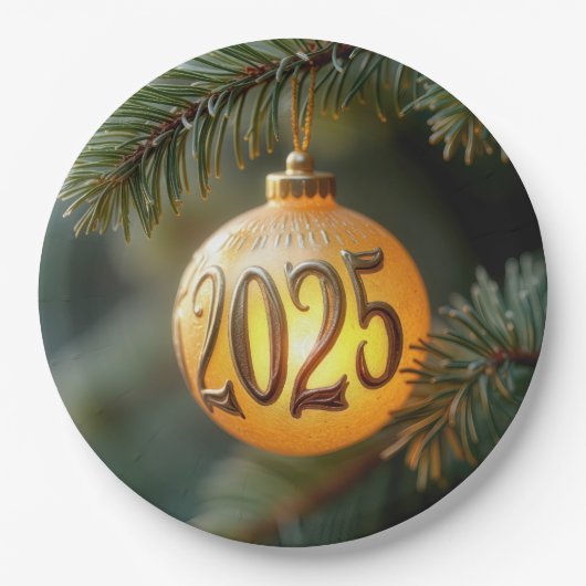 2025年白熱［赤熱］光を放つクリスマス装飾品 ペーパープレート (正面)