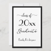 2025年白黒エレガント卒業パーティーのクラス 招待状 (正面)