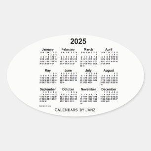 2025年白黒カレンダーby Janz Oval Sticker 楕円形シール