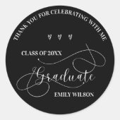 2025年白黒クラス卒業ありがとう ラウンドシール (正面)