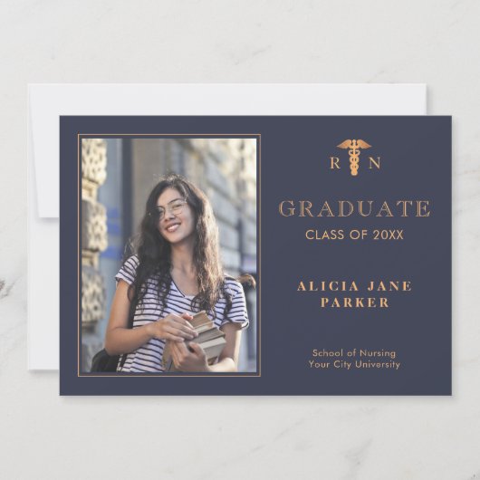 2025年看護学校卒業モダン写真 案内状 (正面)