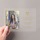 2025年看護学校卒業金ゴールドエレガント写真 アクリル招待状 (インサイチュ (ポータブル))