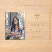 2025年看護学校卒業金ゴールドエレガント写真 アクリル招待状 (正面)