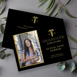 2025年看護学校卒業金ゴールドエレガント写真 案内状