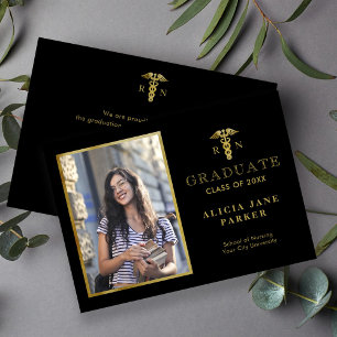 2025年看護学校卒業金ゴールドエレガント写真 案内状