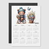 2025年磁気カレンダー上のかわいいベアハットスカーフ (正面/裏面)