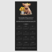 2025年磁気ハイランド牛ビジネスカレンダー (正面)