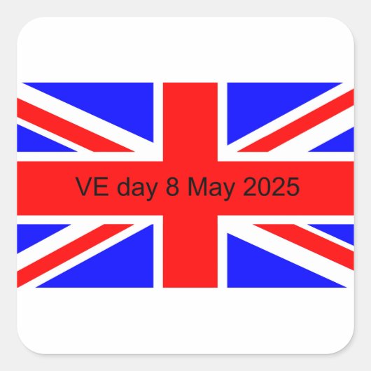 2025年統一された王国VE日の国旗 スクエアシール (正面)