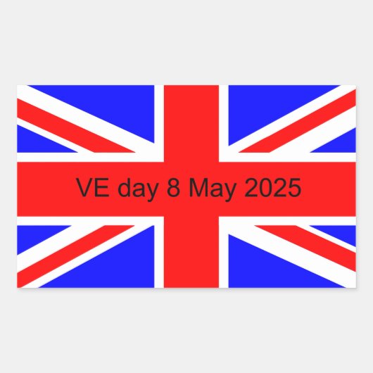 2025年統一された王国VE日の国旗 長方形シール (正面)