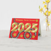 2025年蛇の年フラットカードおめでとう カード (黄色い花)