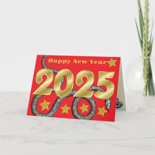 2025年蛇の年フラットカードおめでとう カード (正面)