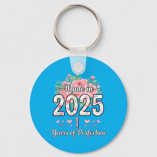 2025年製 フローラル 女子1歳の誕生日ギフト キーホルダー (正面)
