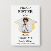 2025年誇りを持った卒業おばさん（写真付き） 缶バッジ (正面)