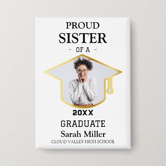 2025年誇りを持った卒業おばさん（写真付き） 缶バッジ (正面)