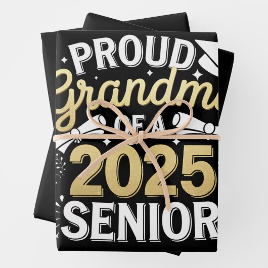 2025年誇りを持った卒業ゴールデンのおばあちゃん ラッピングペーパーシート (インサイチュ)