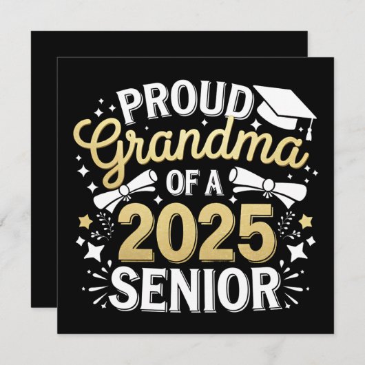 2025年誇りを持った卒業ゴールデンのおばあちゃん 招待状 (正面/裏面)