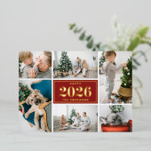 2025年赤と白のハッピーニューイヤー 箔シーズンカード (立ち正面)