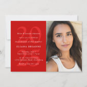 2025年赤クラシック写真卒業パーティーのクラス 招待状 (正面)