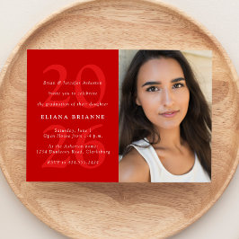 2025年赤クラシック写真卒業パーティーのクラス 招待状