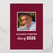 2025年赤モダン金ゴールド卒業パーティー 箔招待状 (裏面)