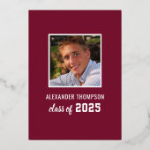 2025年赤モダン金ゴールド卒業パーティー 箔招待状 (裏面)