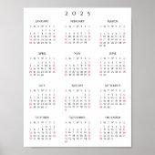 2025年通年ホームオフィス年次ウォールカレンダー ポスター (正面)