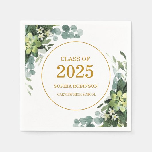 2025年金ゴールドモダン卒業 スタンダードカクテルナプキン (正面)