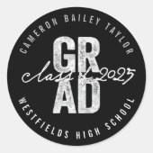 2025年銀はっきりした箔卒業のクモダンラス ラウンドシール (正面)