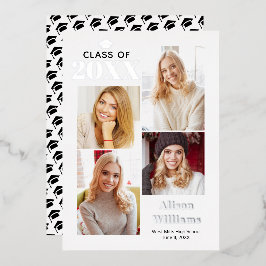 2025年銀箔クラス卒業4枚 箔招待状