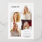 2025年銀箔クラス卒業4枚 箔招待状 (正面)