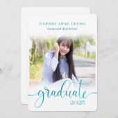 2025年青い葉フェイクの写真のクラスモダン 招待状 (正面/裏面)