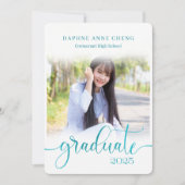 2025年青い葉フェイクの写真のクラスモダン 招待状 (正面)