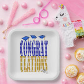 2025年青学卒卒業、金ゴールド学卒卒業 ペーパープレート (パーティー)