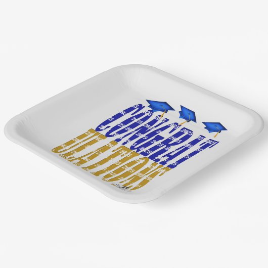 2025年青学卒卒業、金ゴールド学卒卒業 ペーパープレート (傾斜あり)