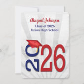 2025年青赤スクールカラー卒業 招待状 (正面)