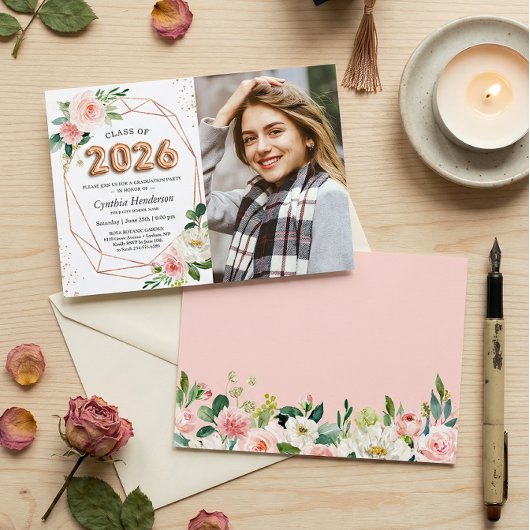 2025年風船の文字のクラス写真卒業 招待状