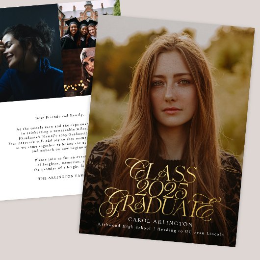 2025年高等学校卒業金ゴールド 箔招待状