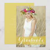 2025年黄色水彩毕业班照片毕业公告 案内状 (正面/裏面)