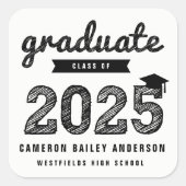 2025年黒はっきりしたスケッチ卒業モダン卒業 スクエアシール (正面)