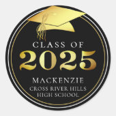 2025年黒エレガント金ゴールドのクラスパーソナライズされた ラウンドシール (正面)