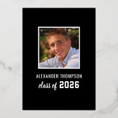 2025年黒モダン金ゴールド卒業パーティー 箔招待状 (裏面)