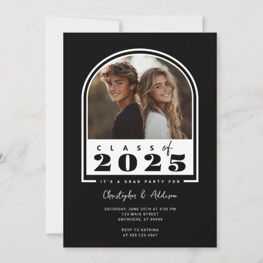 2025年黒二モダン部卒業パーティの招待状 案内状 (正面)