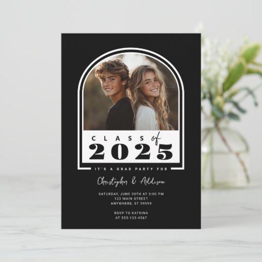 2025年黒二モダン部卒業パーティの招待状 案内状 (スタンド正面)