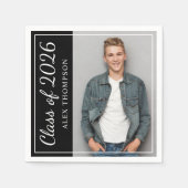 2025年黒卒業パーティー写真のクラス スタンダードカクテルナプキン (正面)