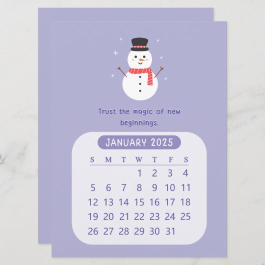 2025年1月かわいいカレンやる気を起こさせるダー 案内状 (正面/裏面)
