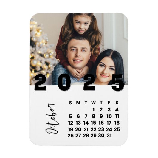 2025年10月カレンダー家族の写真 マグネット (縦)